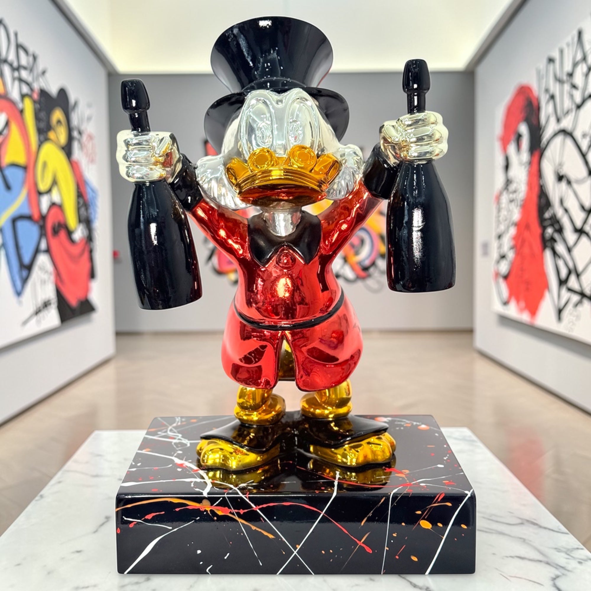 scrooge mcduck champagne sculpture pop culture art figure