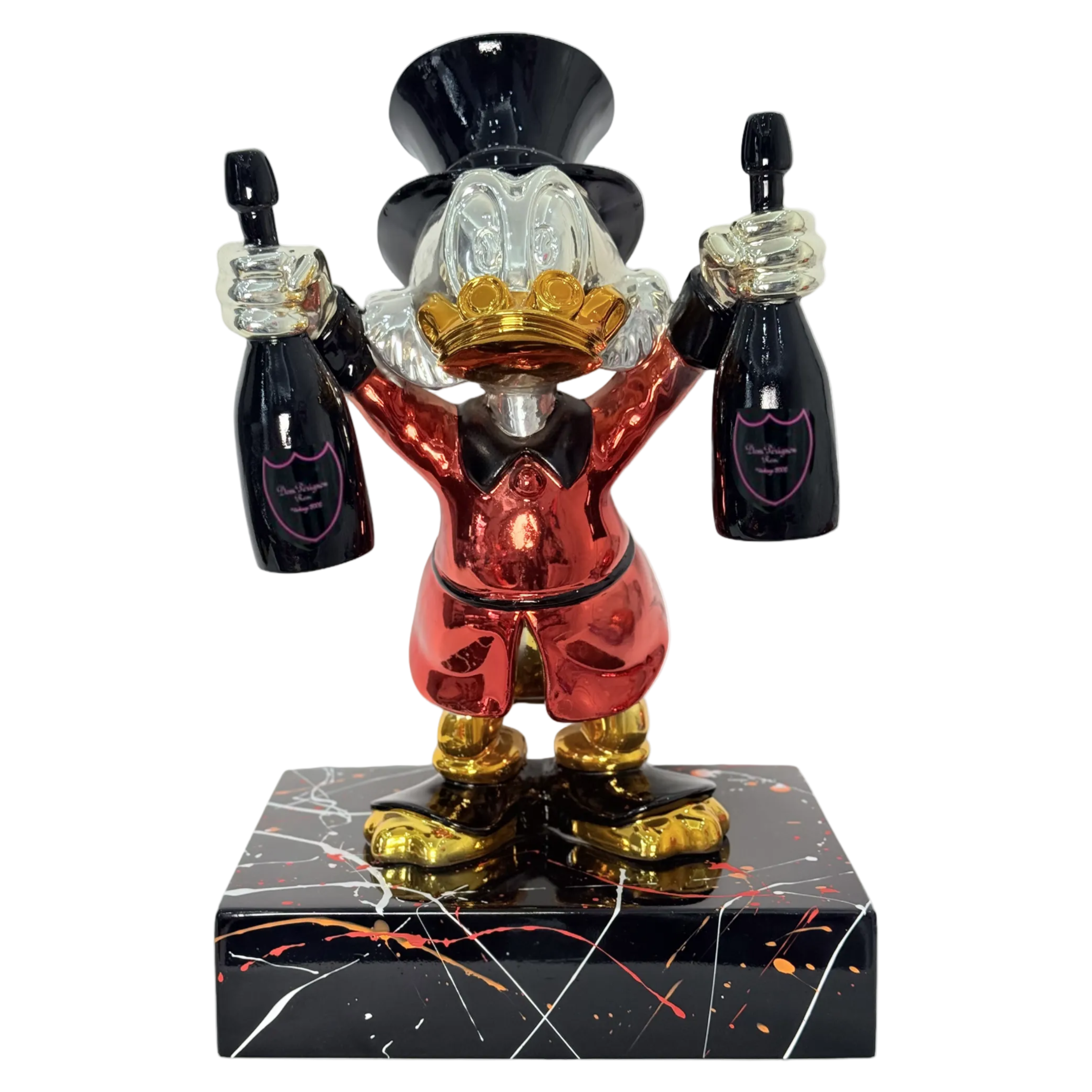 Scrooge McDuck Sculpture with Champagne bottle Alec Monopoly design