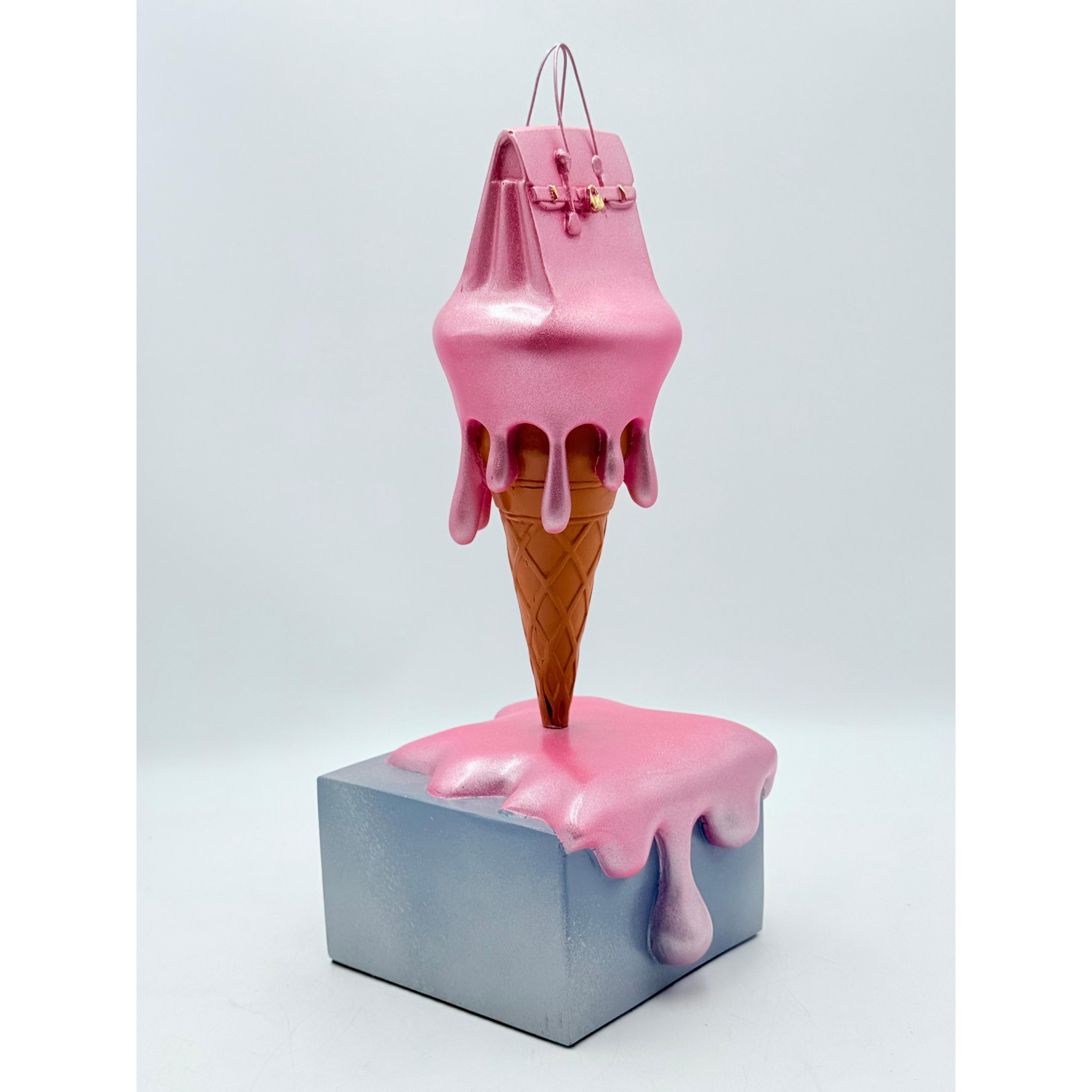 Melty Bag Sculpture | Metallic Pink & Grey Edition