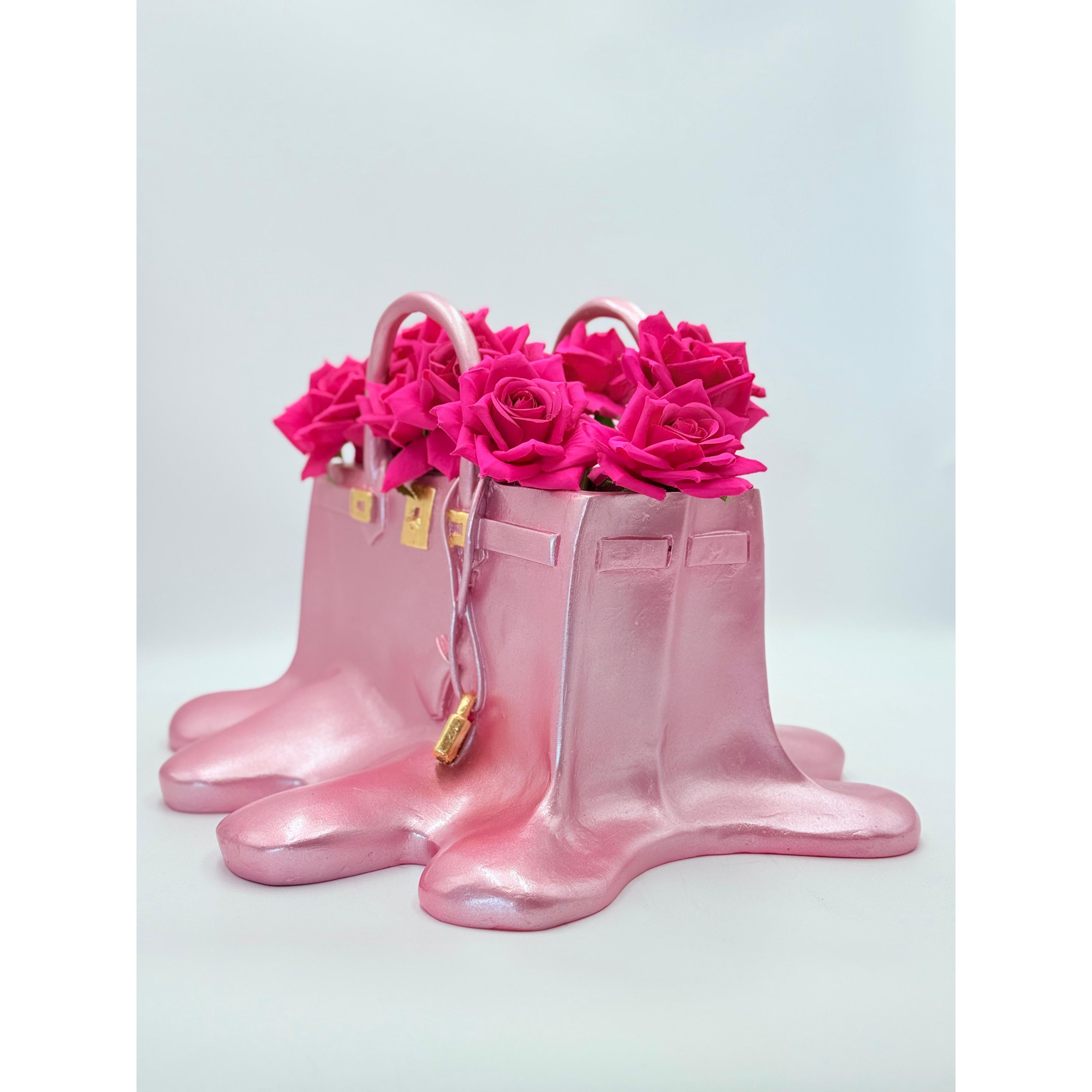 Sugar Bag Vase | Metallic Pink Melting Design
