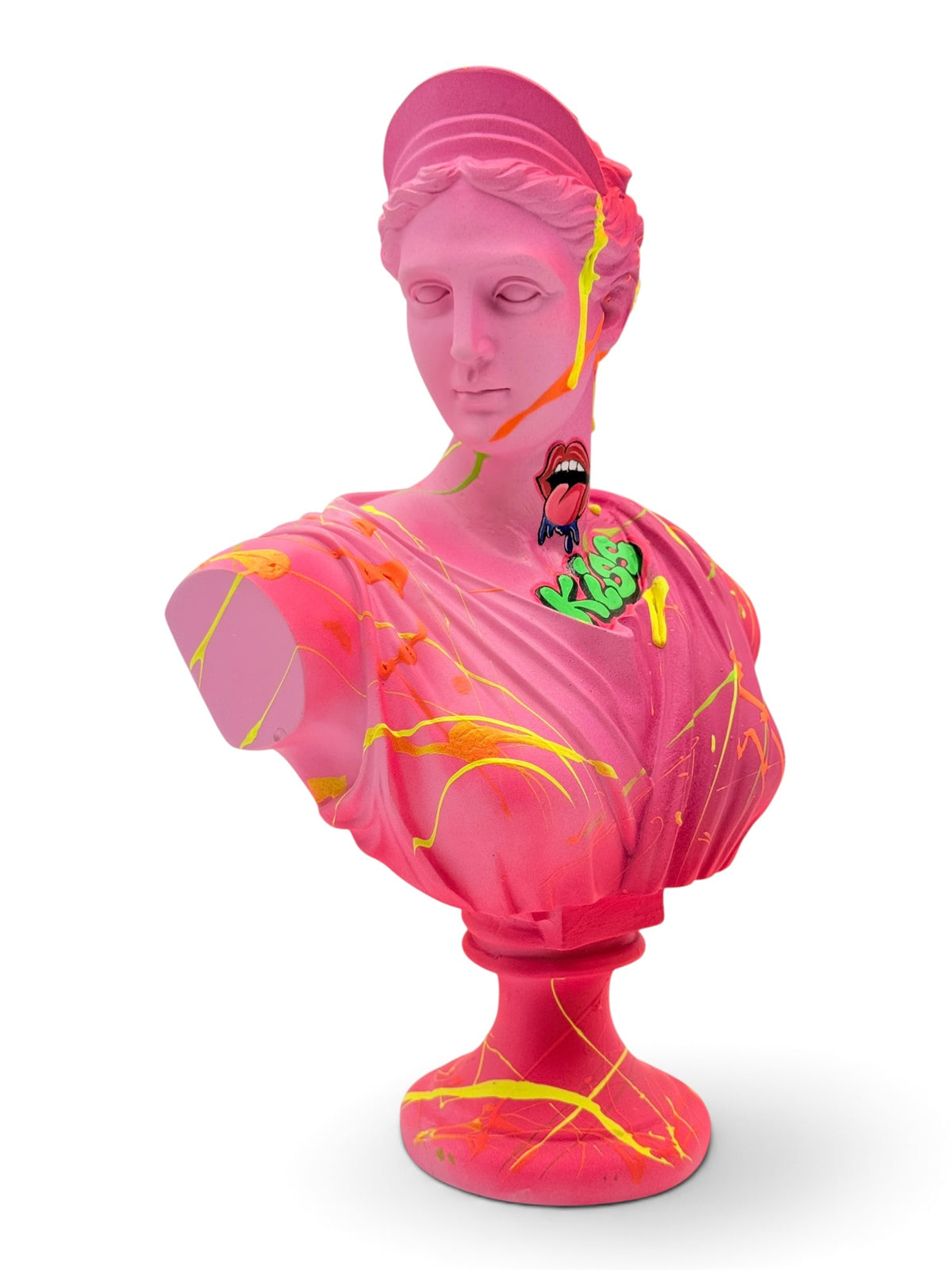 Artemis Sculpture | Pink KISS Graffiti Pop Art Bust
