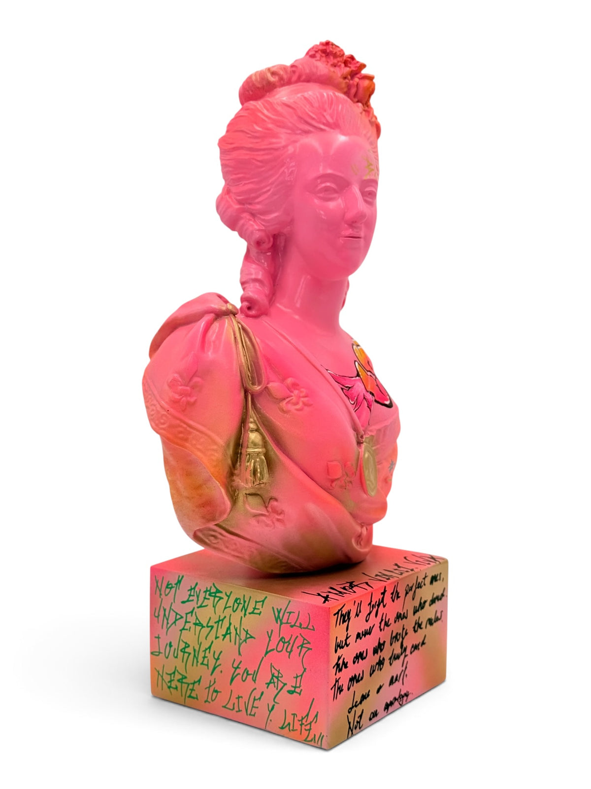 Marie Antoinette Sculpture | Pink Graffiti Pop Art Bust