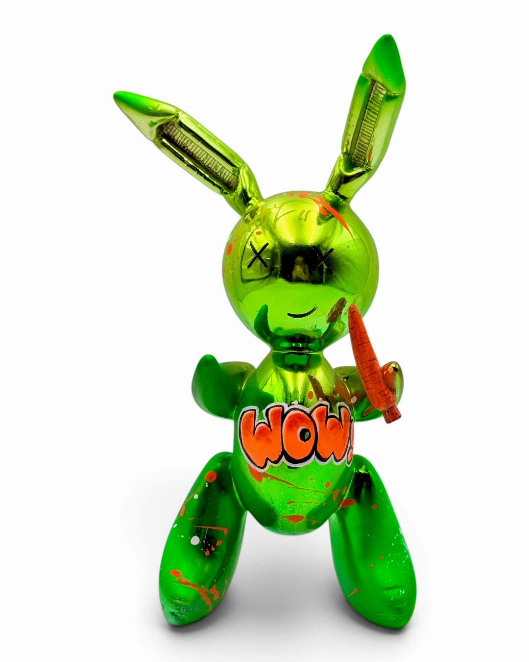 Green Chrome Rabbit Sculpture | WOW Graffiti Pop Art Bunny