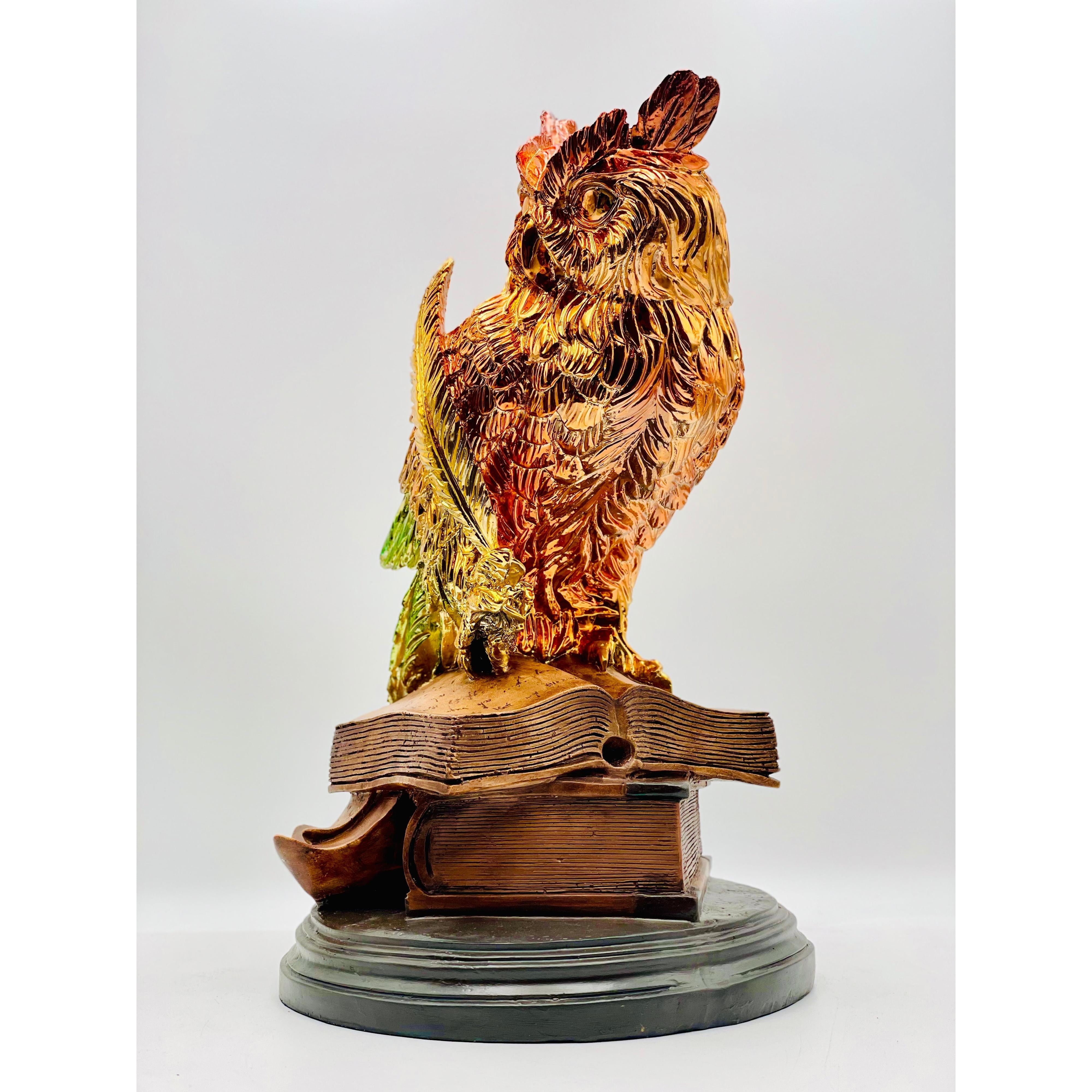 Wise Owl Sculpture | Chrome Ombre Design