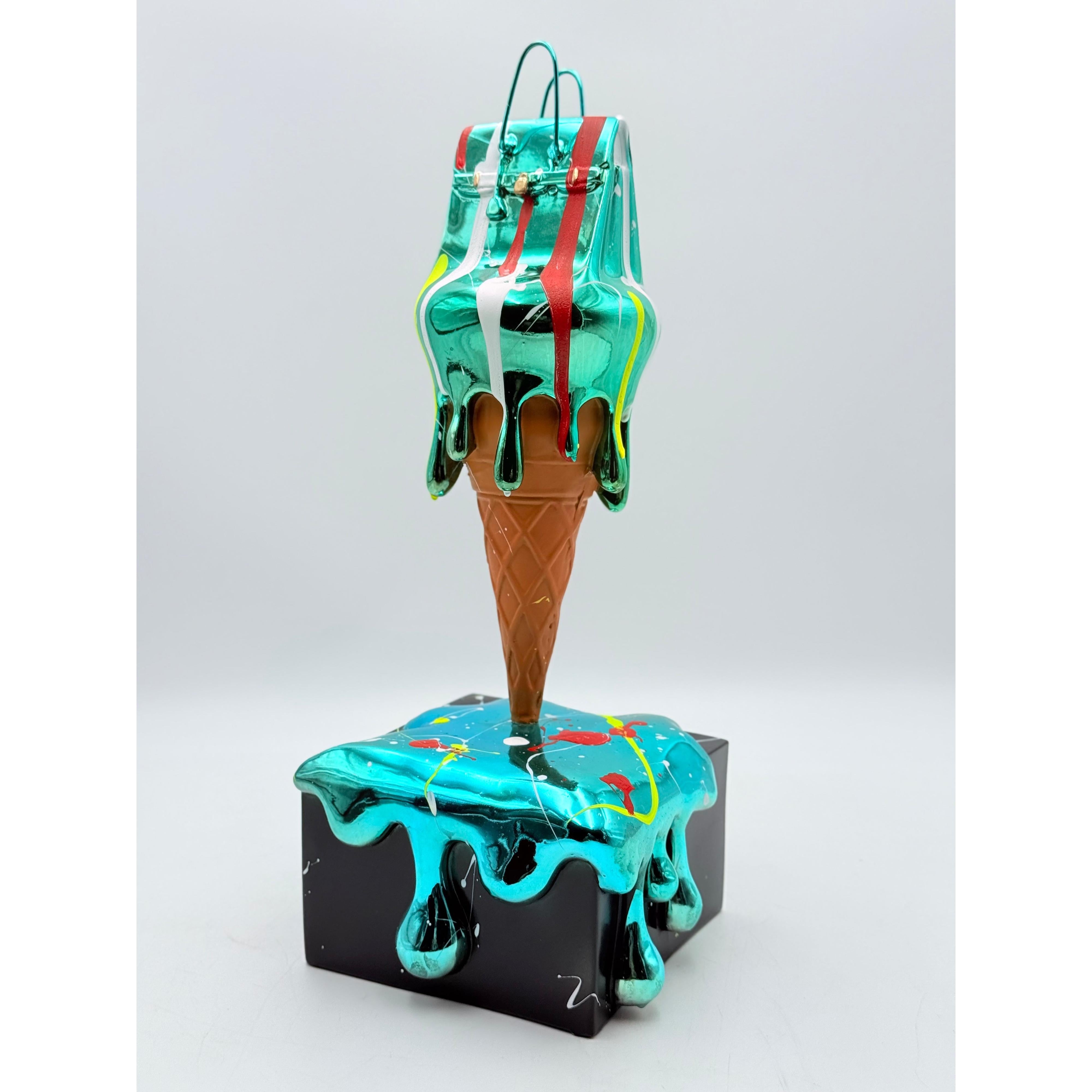 Melty Bag Sculpture | Blue Chrome Edition