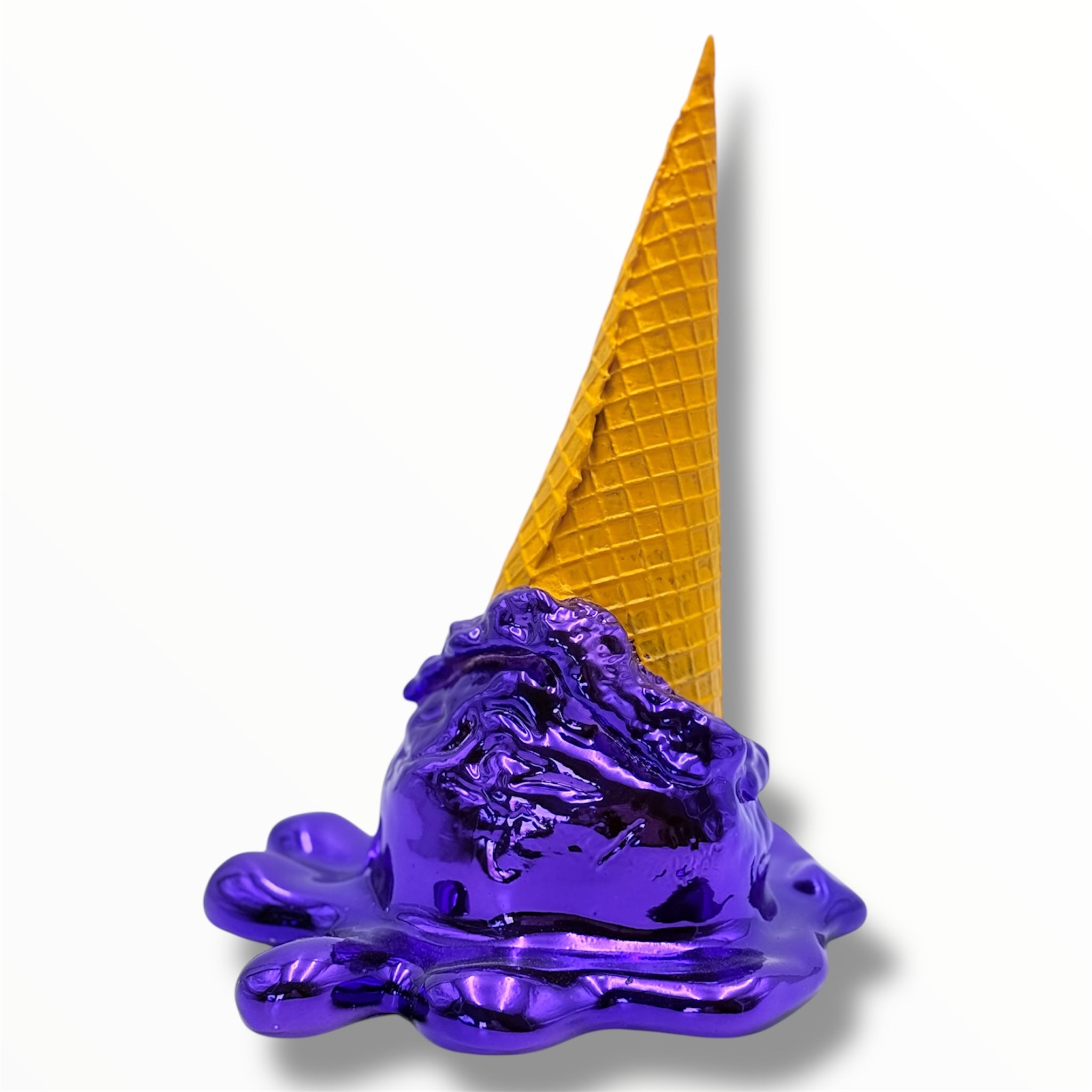 purple chrome melting ice cream sculpture pop art decor