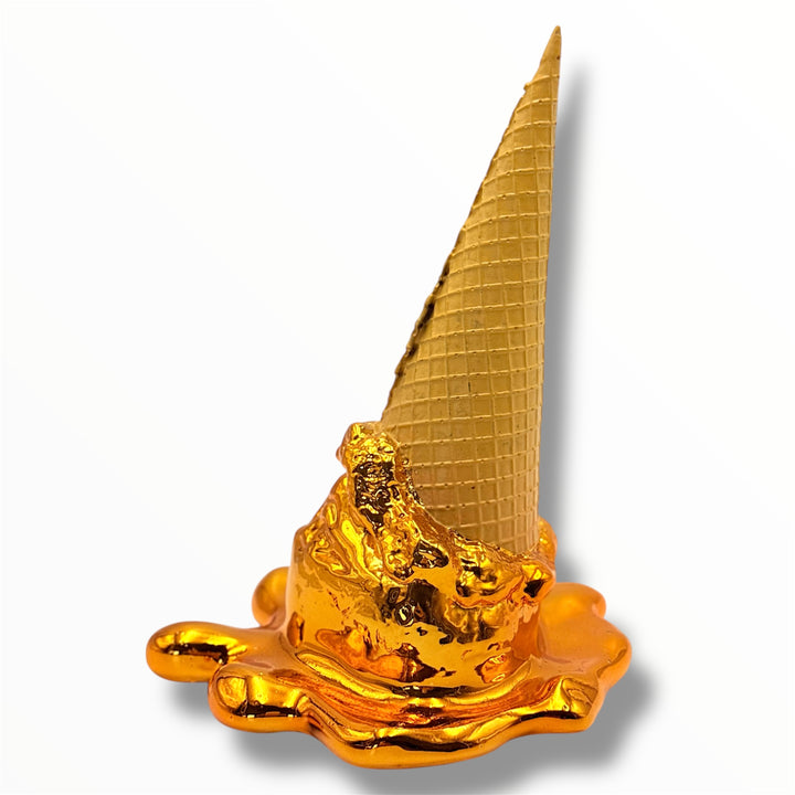 gold chrome melting ice cream sculpture pop art decor
