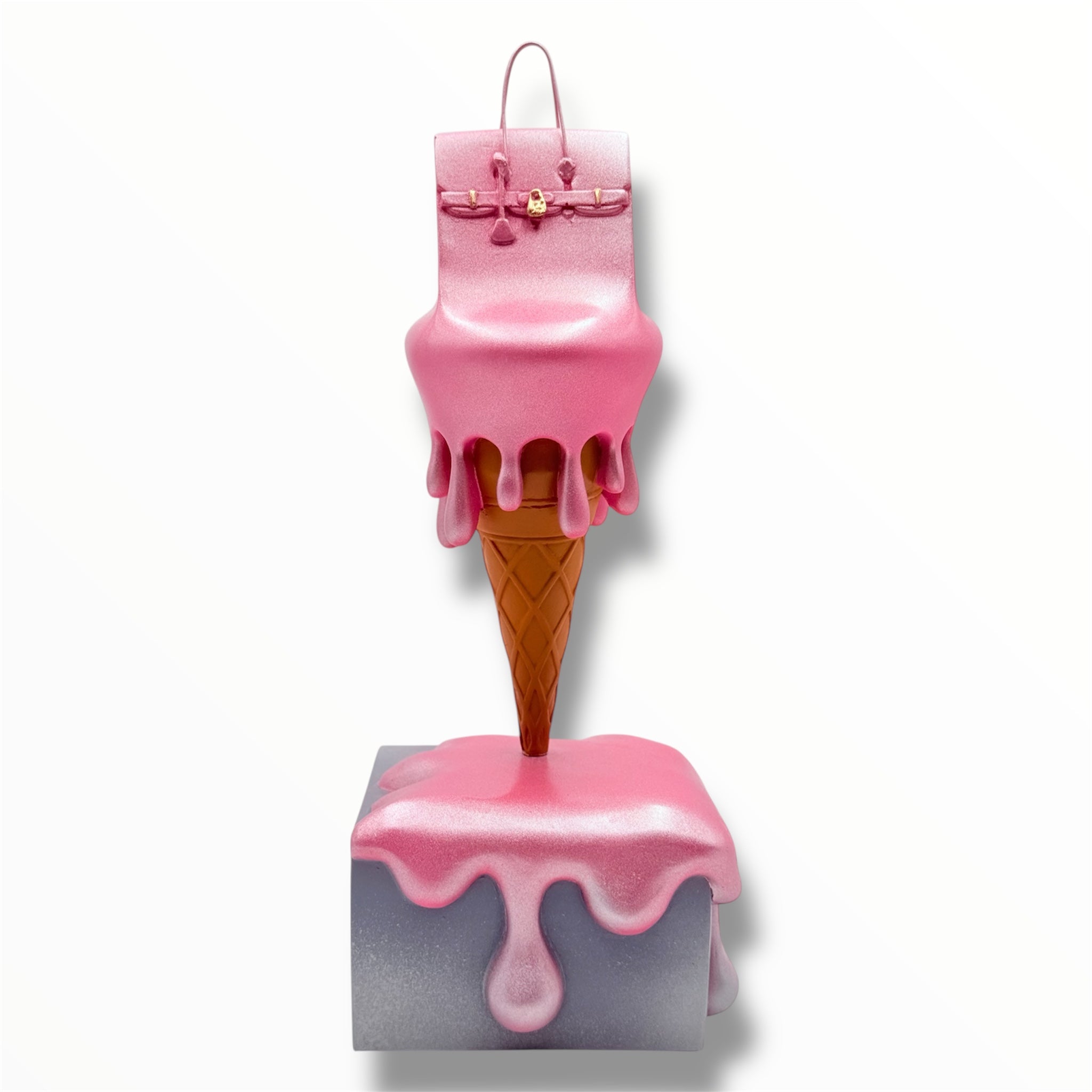 Melty Bag Sculpture | Metallic Pink & Grey Edition
