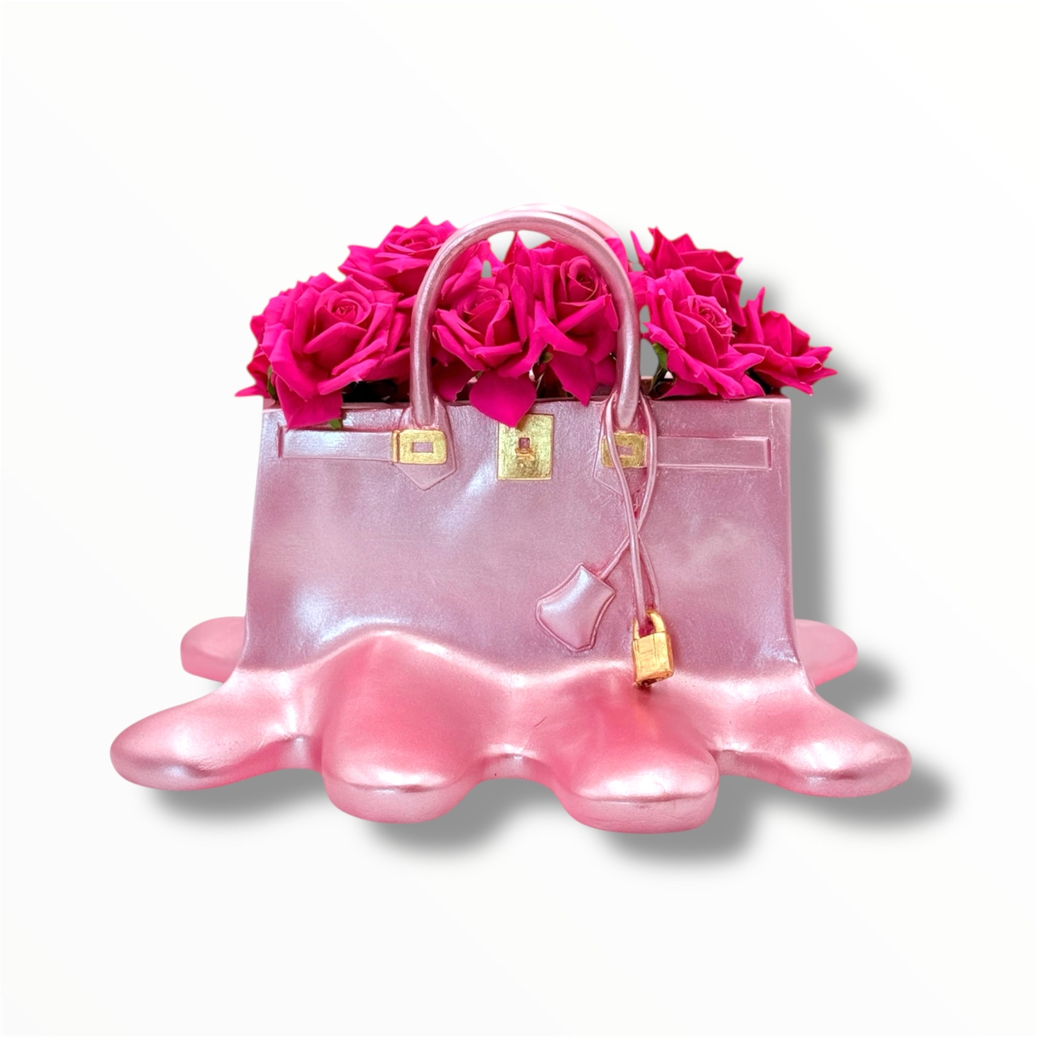 Sugar Bag Vase | Metallic Pink Melting Design