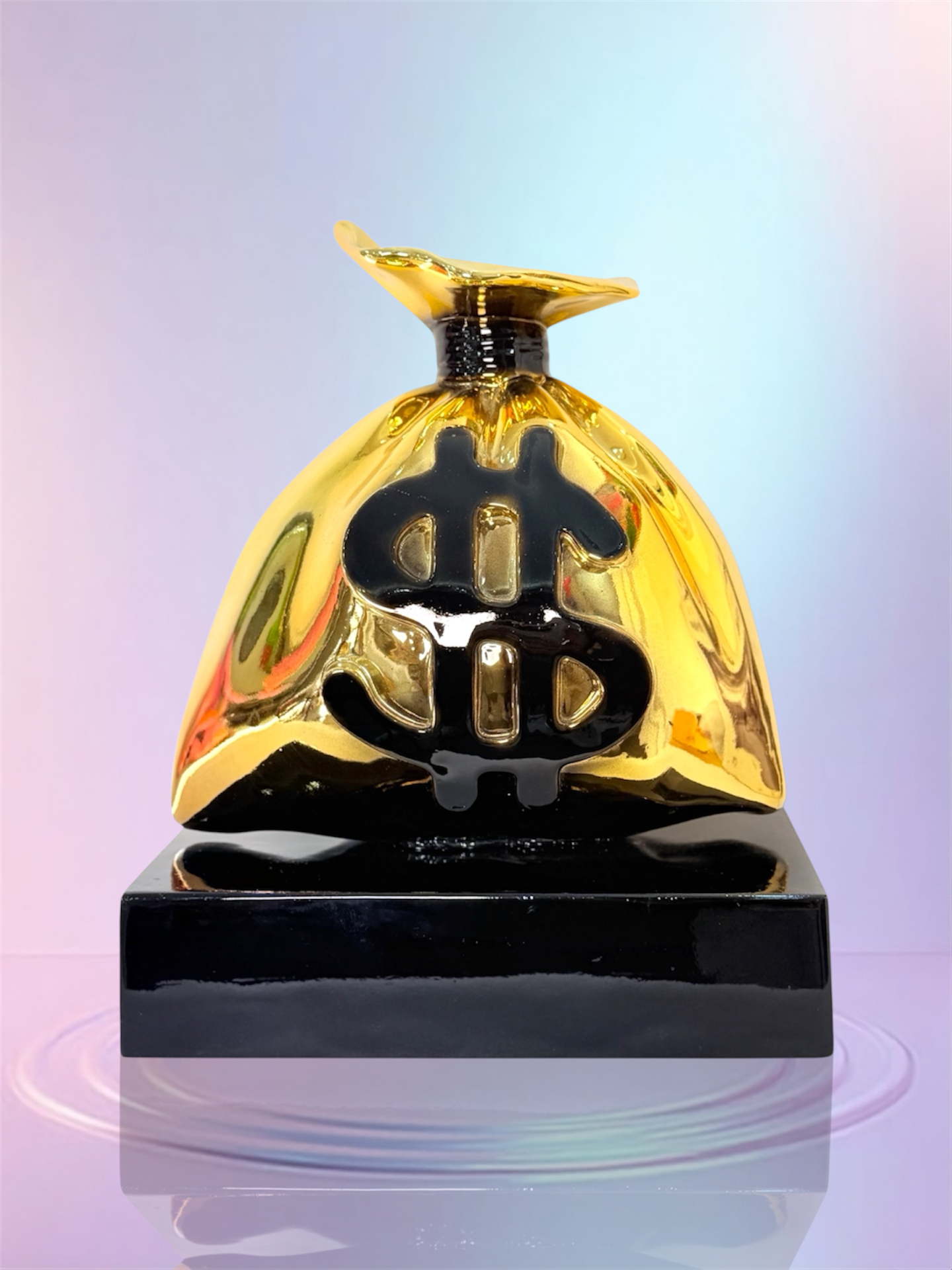Green Money Bag Sculpture | Alec Monopoly Inspired Pop Art Sculpture