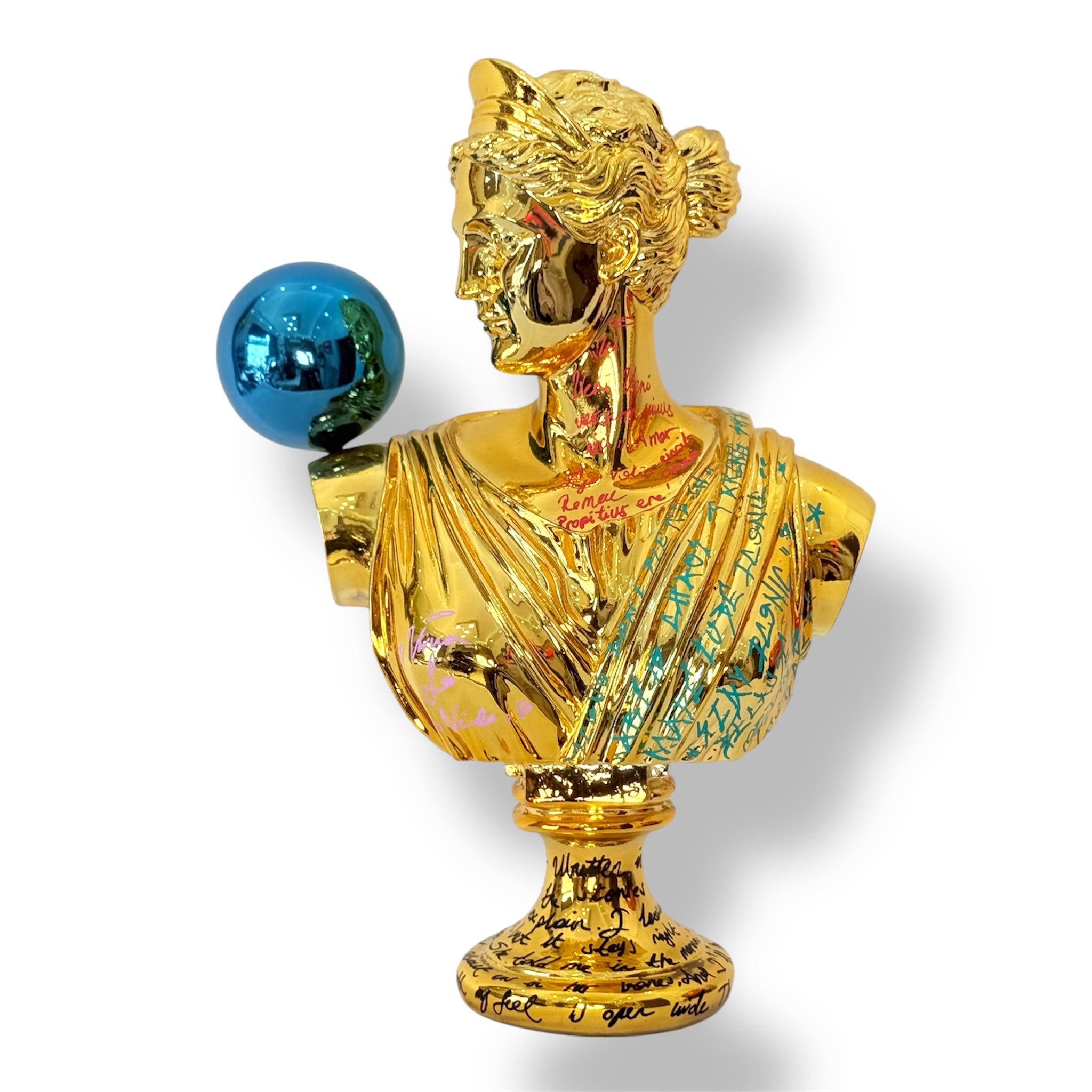 Gold Chrome Artemis Sculpture | Graffiti Pop Art Goddess Statue