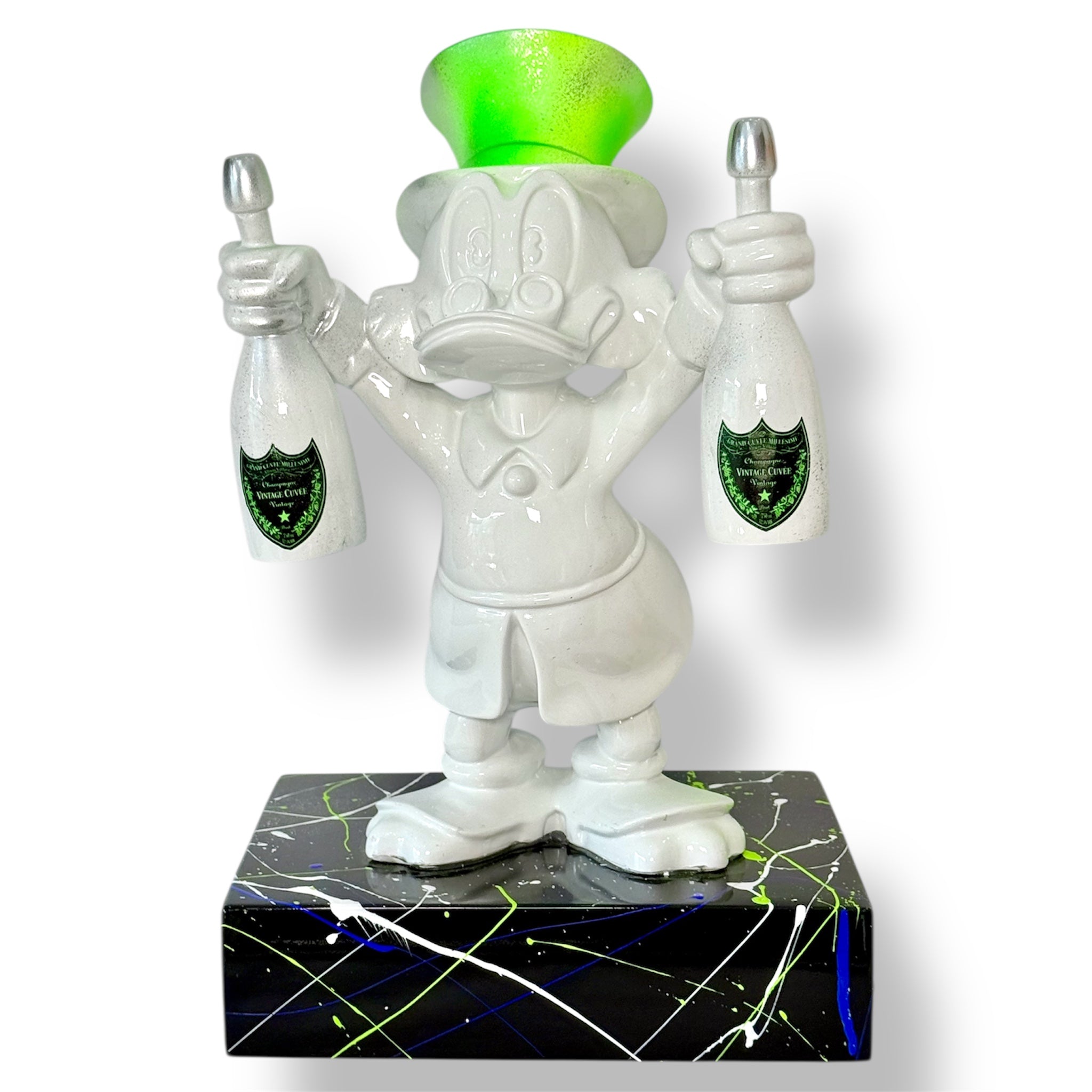 Scrooge McDuck Sculpture | White Neon Green Pop Art Edition