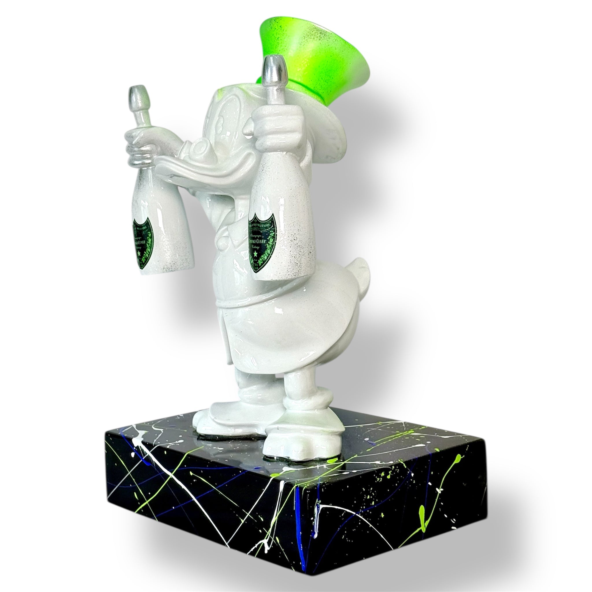Scrooge McDuck Sculpture | White Neon Green Pop Art Edition