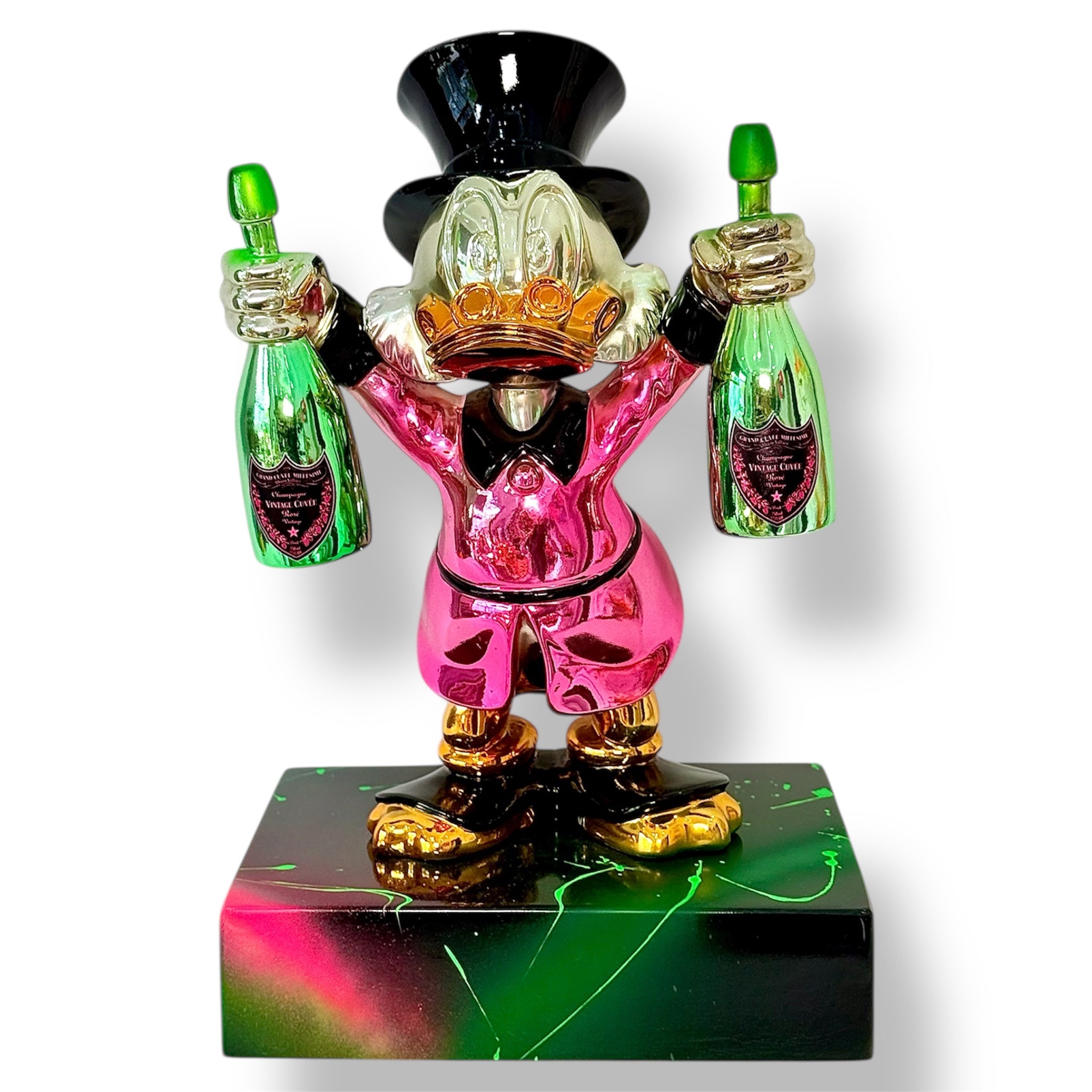 Scrooge McDuck Chrome Sculpture | Pink Pop Art Champagne Statement Decor