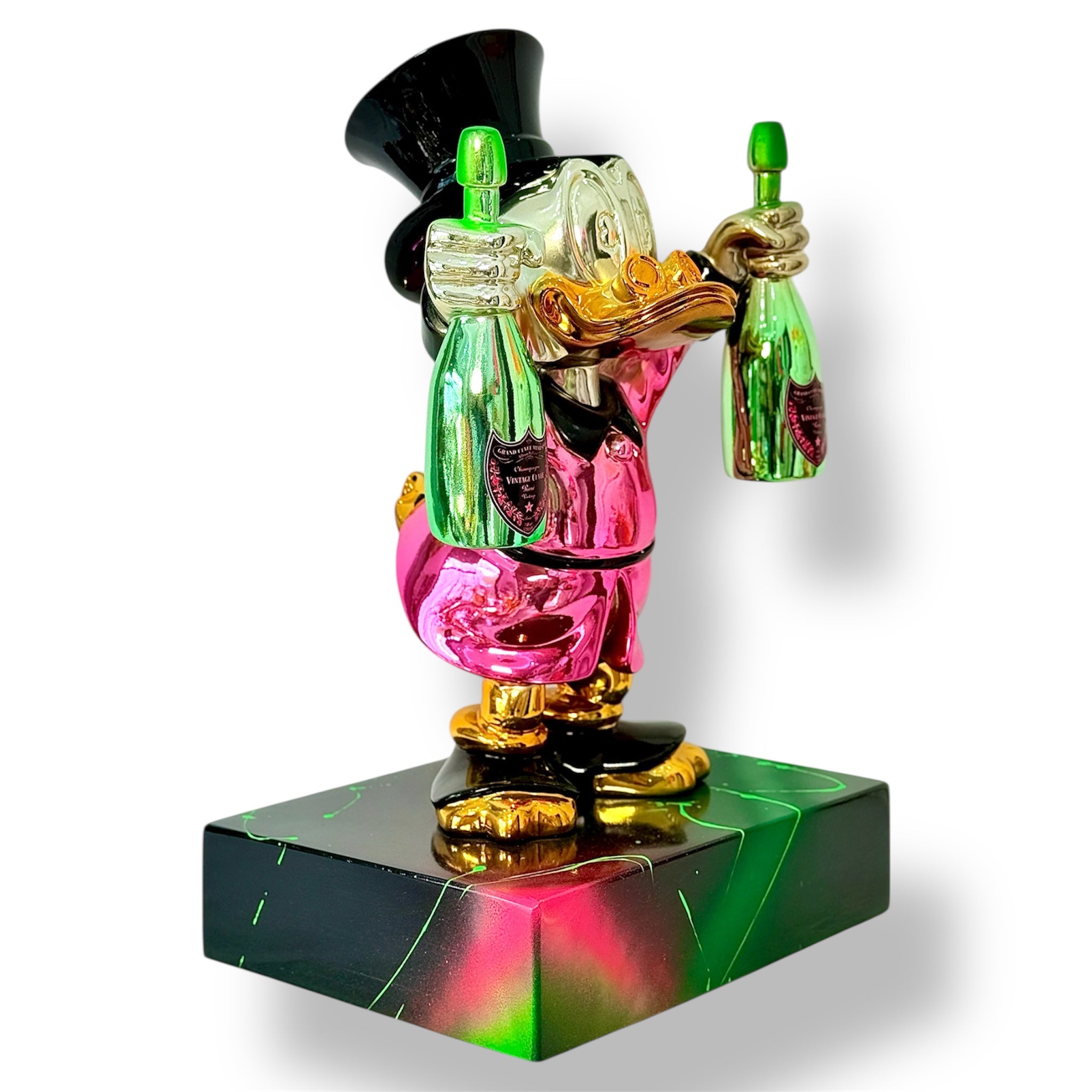 Scrooge McDuck Chrome Sculpture | Pink Pop Art Champagne Statement Decor