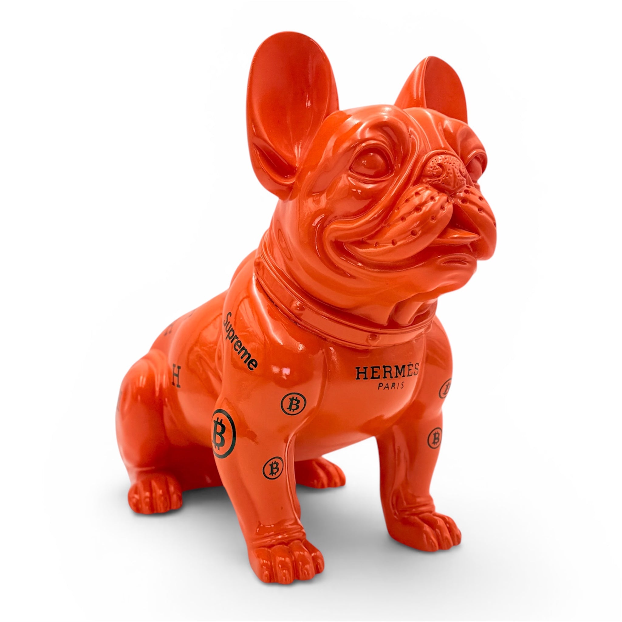Orange French Bulldog Sculpture | Hermès Paris Inspired Pop Art Dog Statue