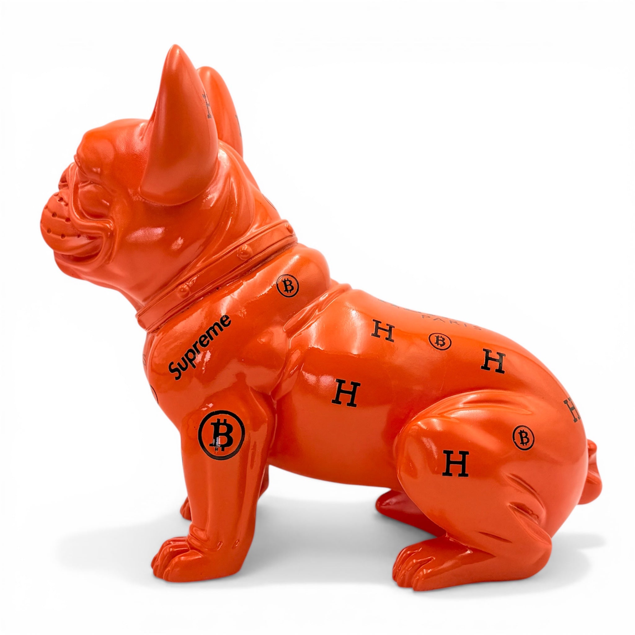 Orange French Bulldog Sculpture | Hermès Paris Inspired Pop Art Dog Statue