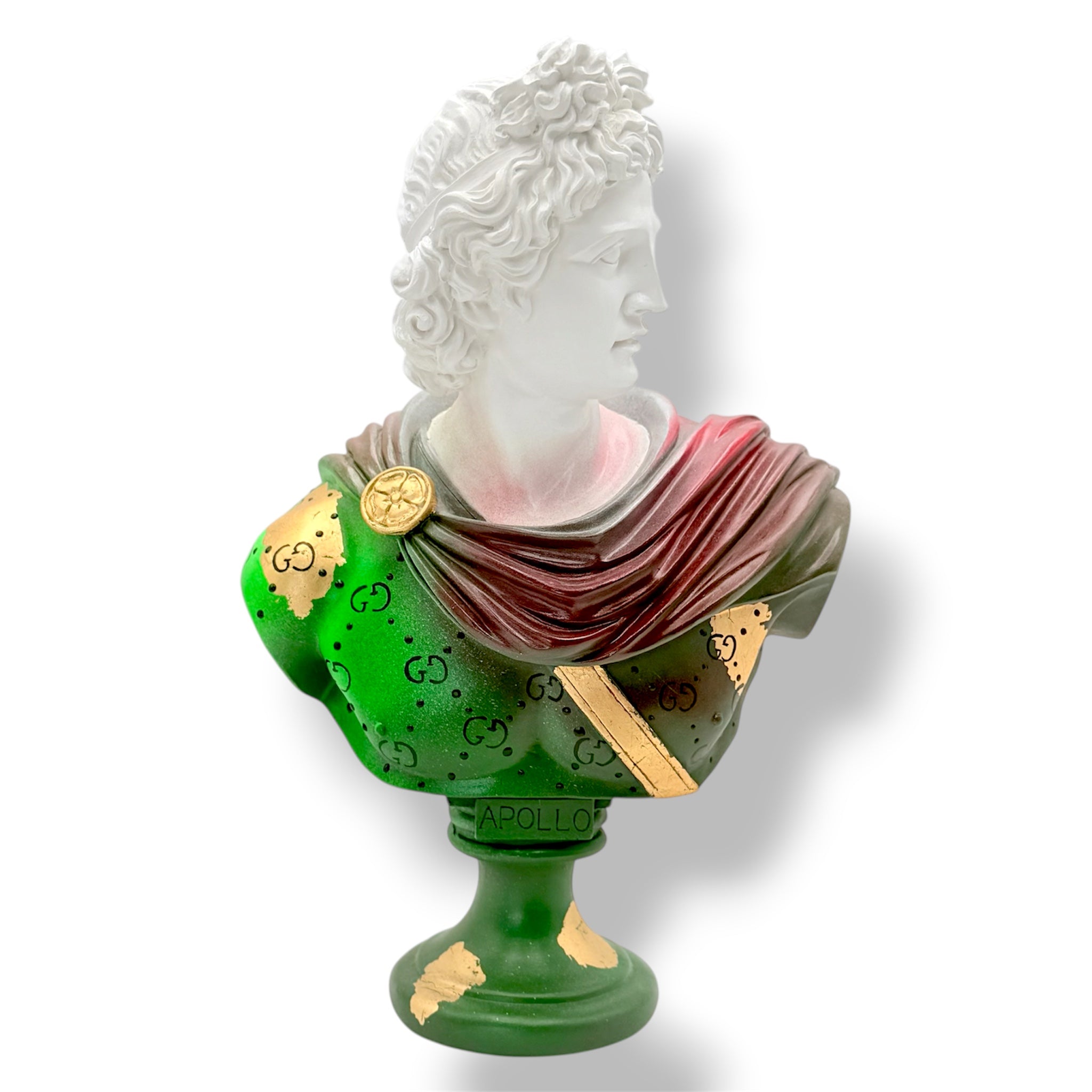 Apollo Sculpture Gucci Inspired | Green Gold Pop Art Greek Statue