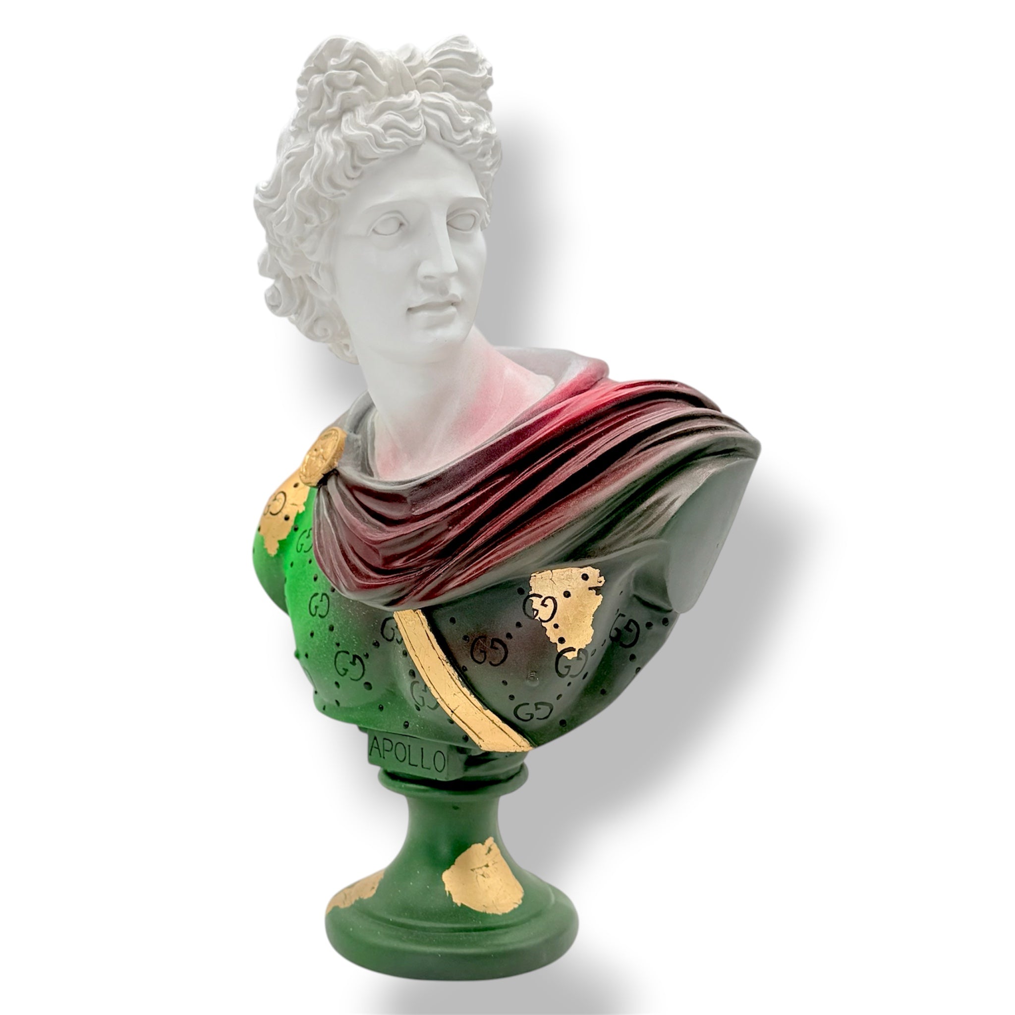 Apollo Sculpture Gucci Inspired | Green Gold Pop Art Greek Statue