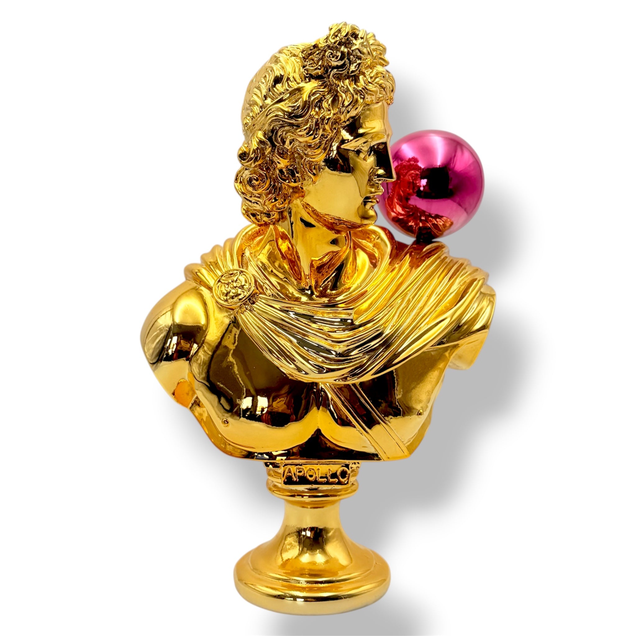Apollo Sculpture | Gold Chrome with Pink Balloon