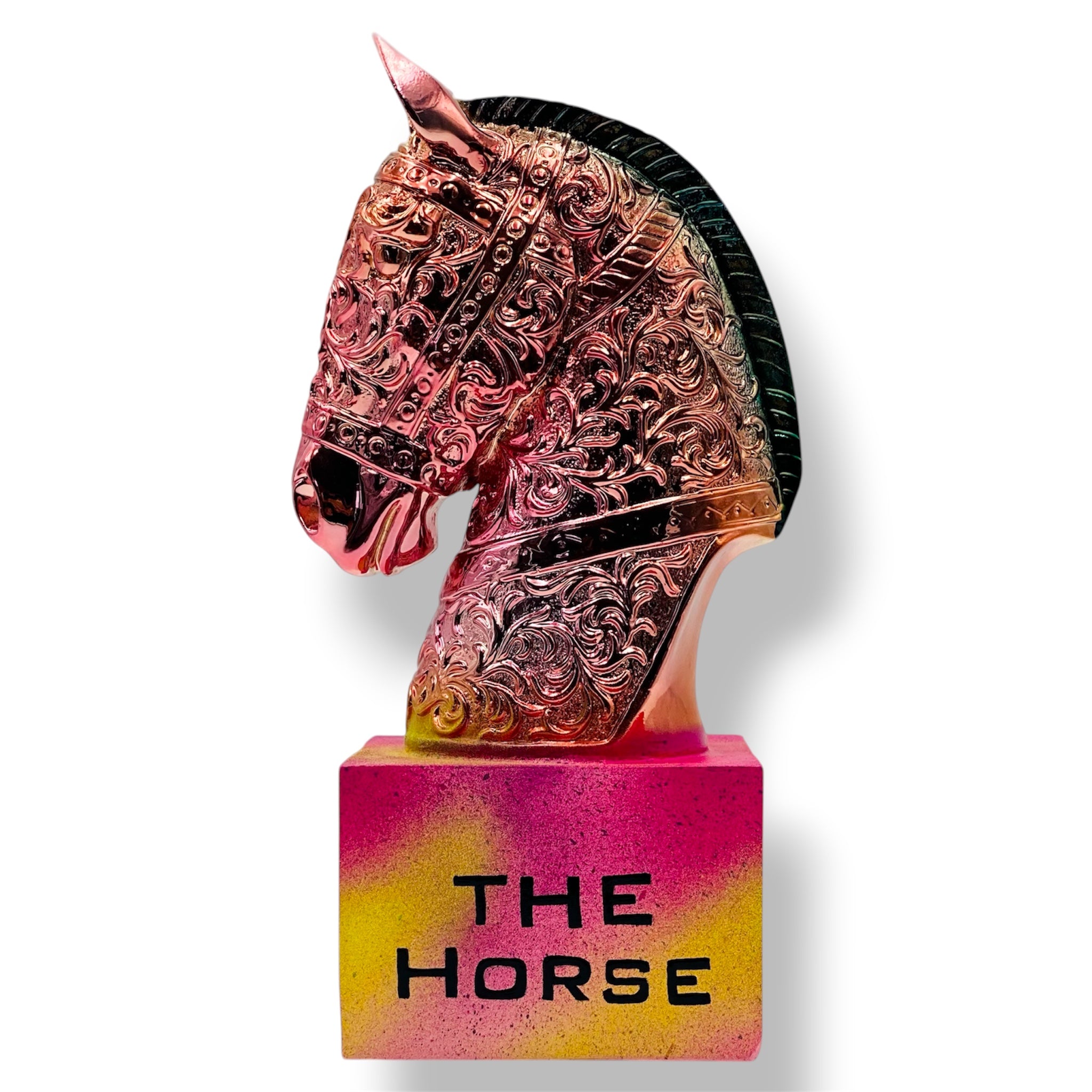 The Horse | Pink Chrome Horse Head Sculpture