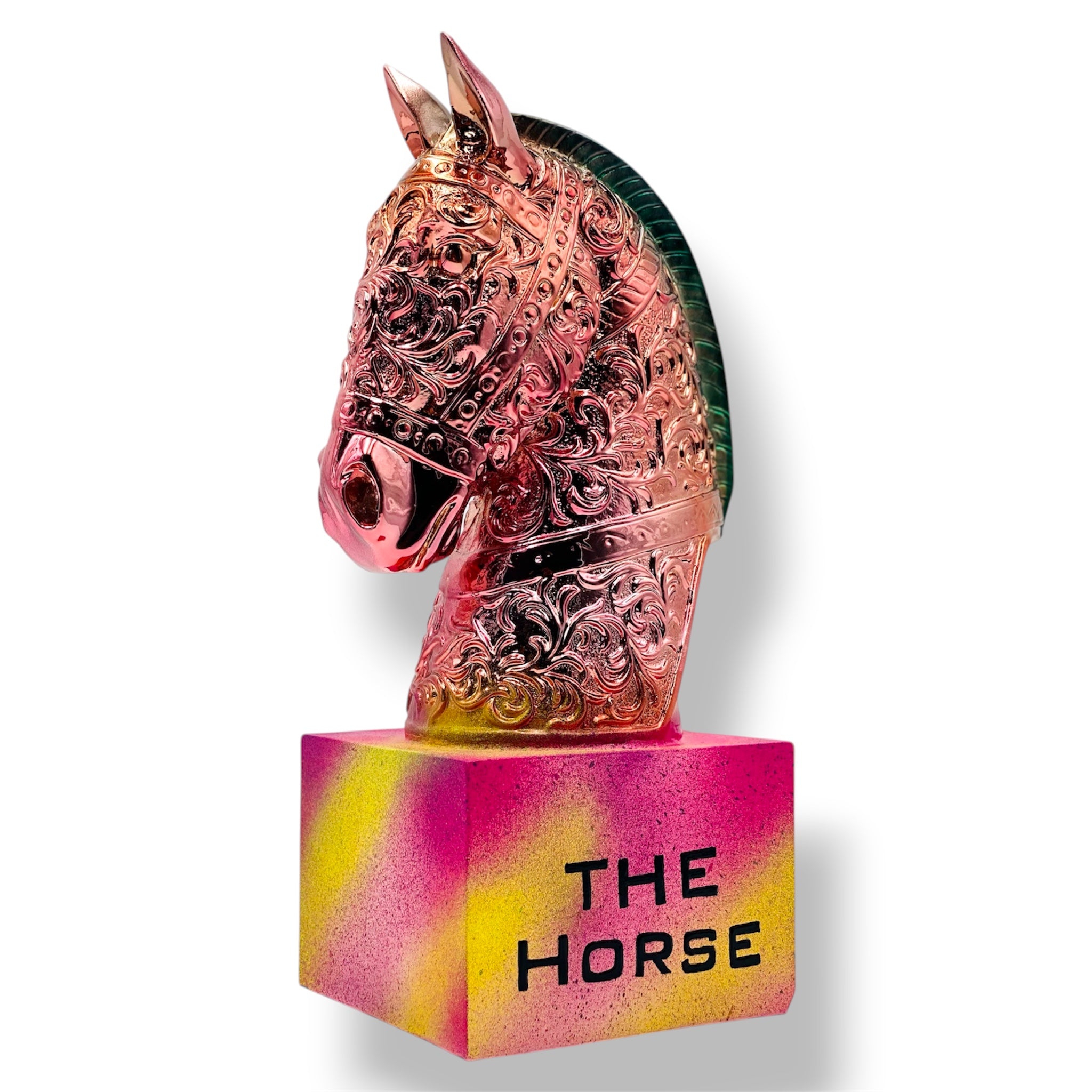The Horse | Pink Chrome Horse Head Sculpture