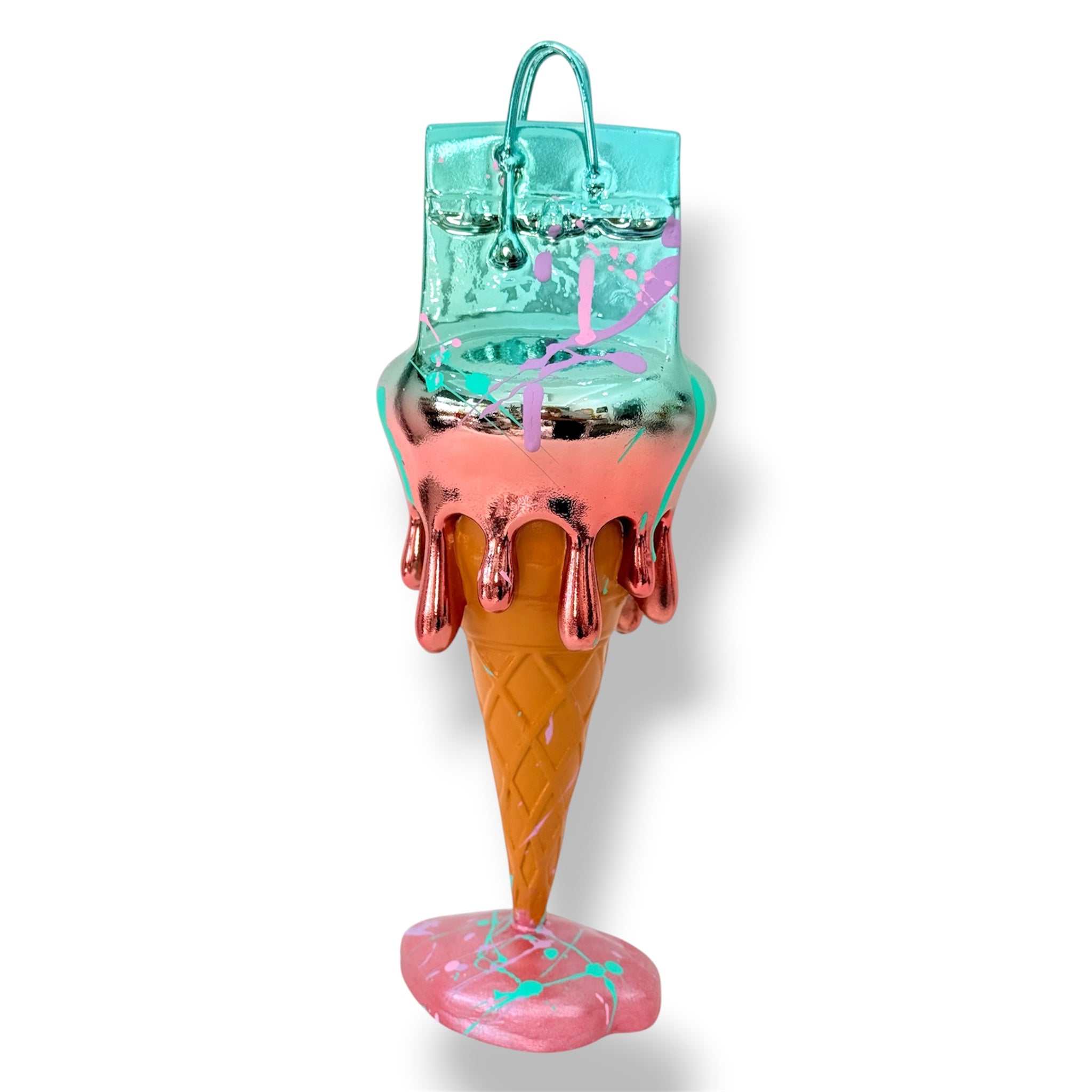 Blue Pink Chrome Melty Bag Sculpture | Sweet Luxury Collection