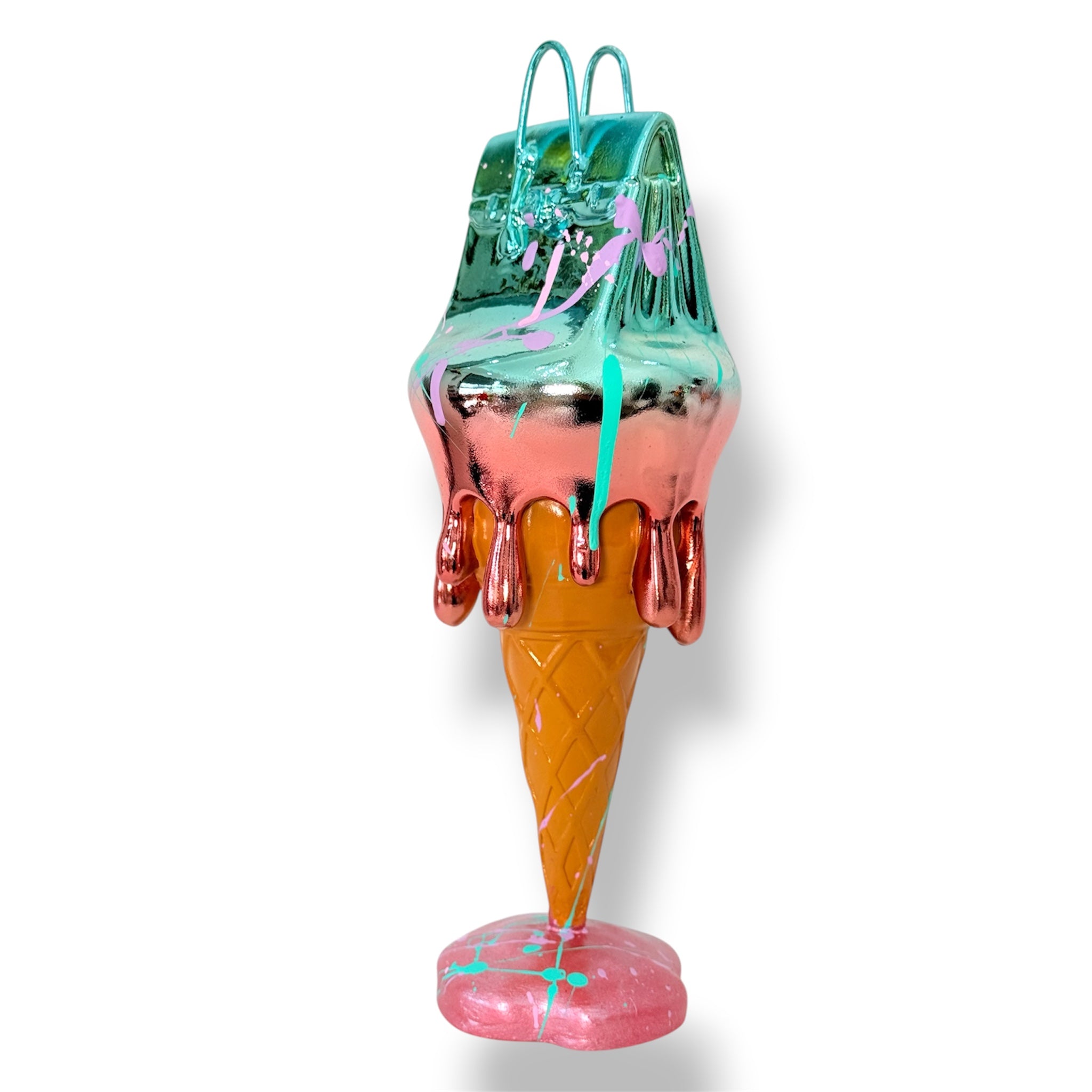 Blue Pink Chrome Melty Bag Sculpture | Sweet Luxury Collection