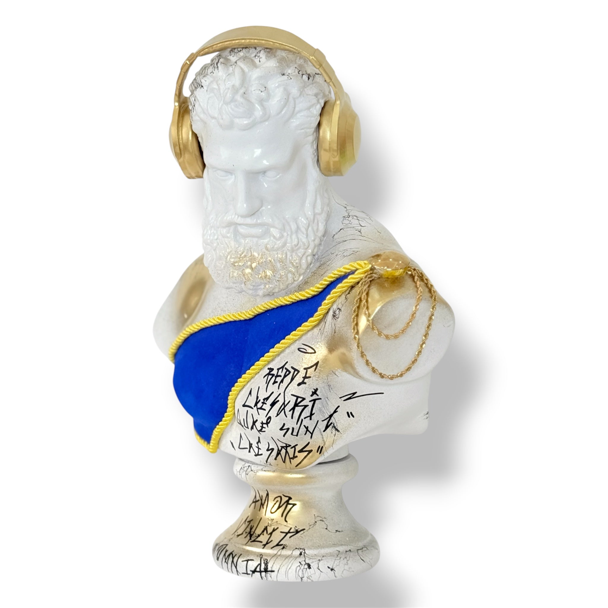 Hercules Bust Sculpture | White & Gold Modern Mythology Statue