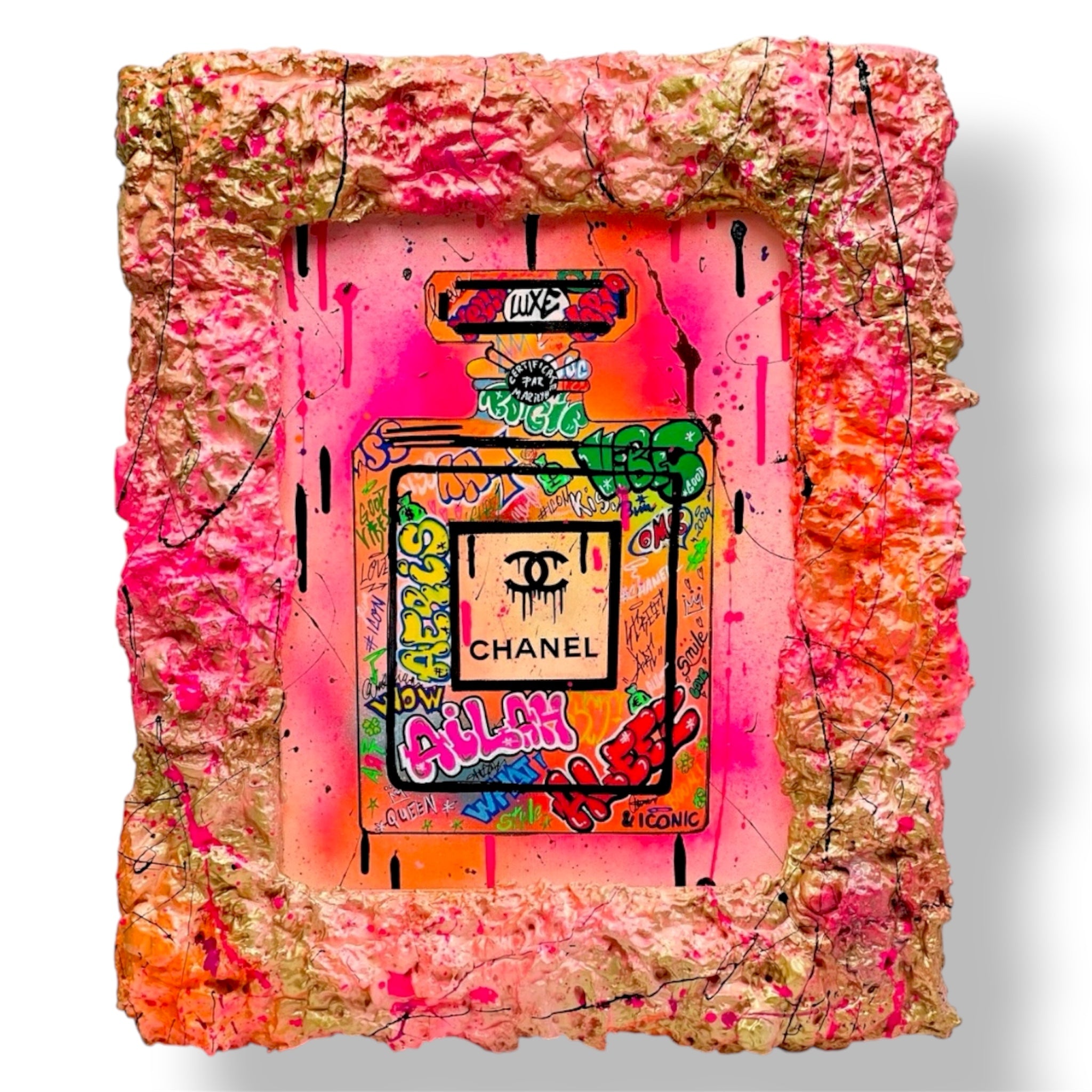 Street Art Graffiti Perfume Bottle Wall Art | Pink Edie Sedgwick Canvas