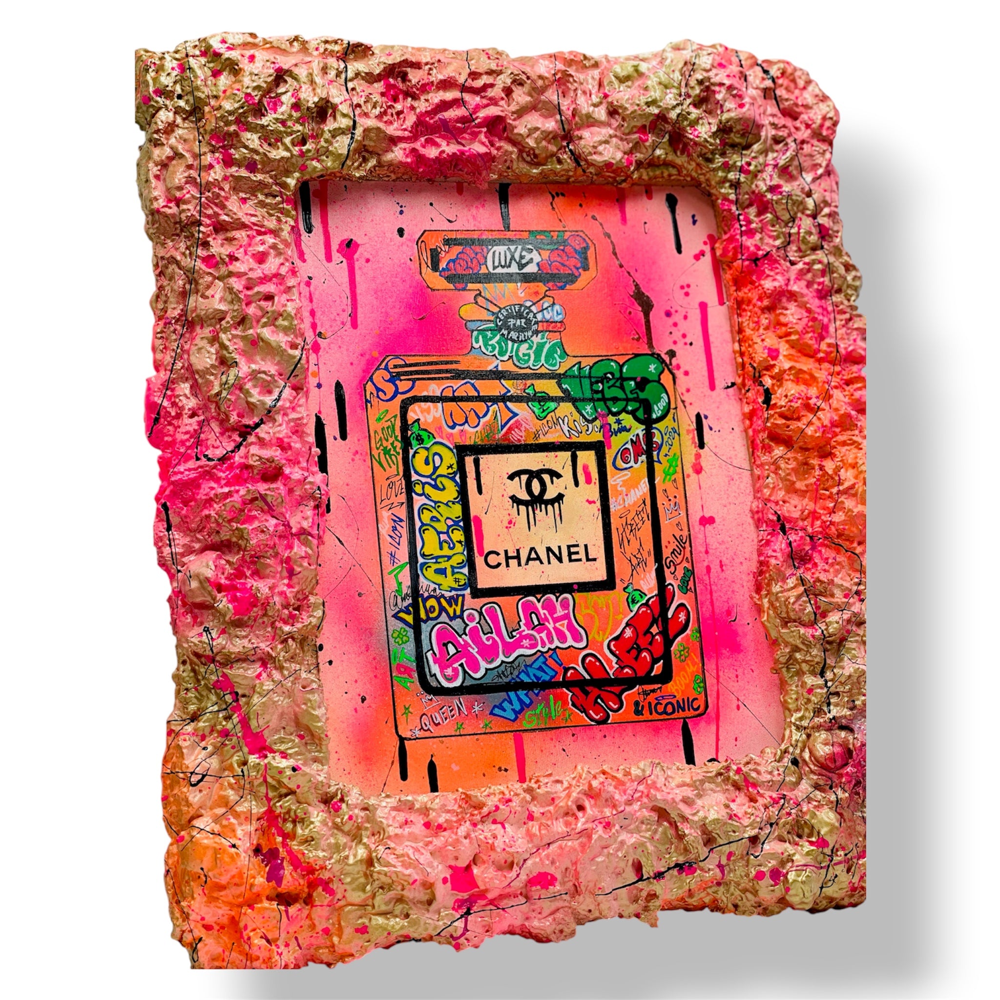 Street Art Graffiti Perfume Bottle Wall Art | Pink Edie Sedgwick Canvas