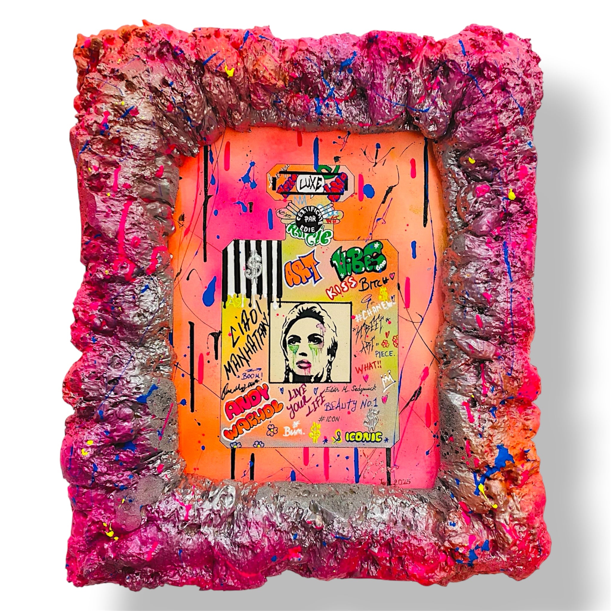 Street Art Graffiti Perfume Bottle Wall Art | Pink Edie Sedgwick Canvas