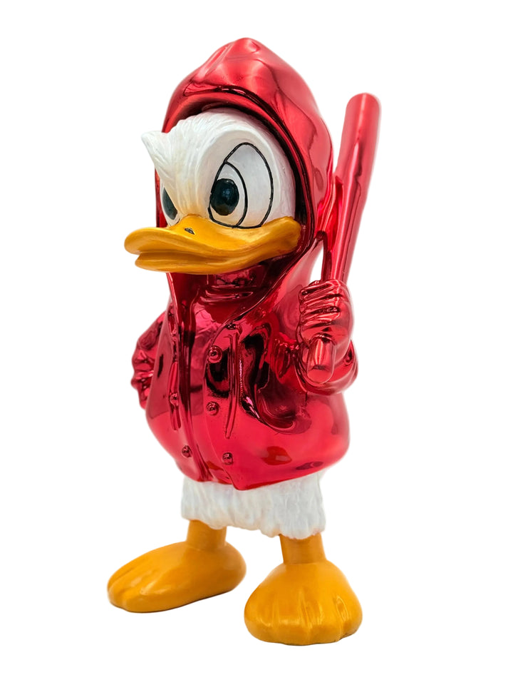 Animated character figure wearing a red jacket on a white background