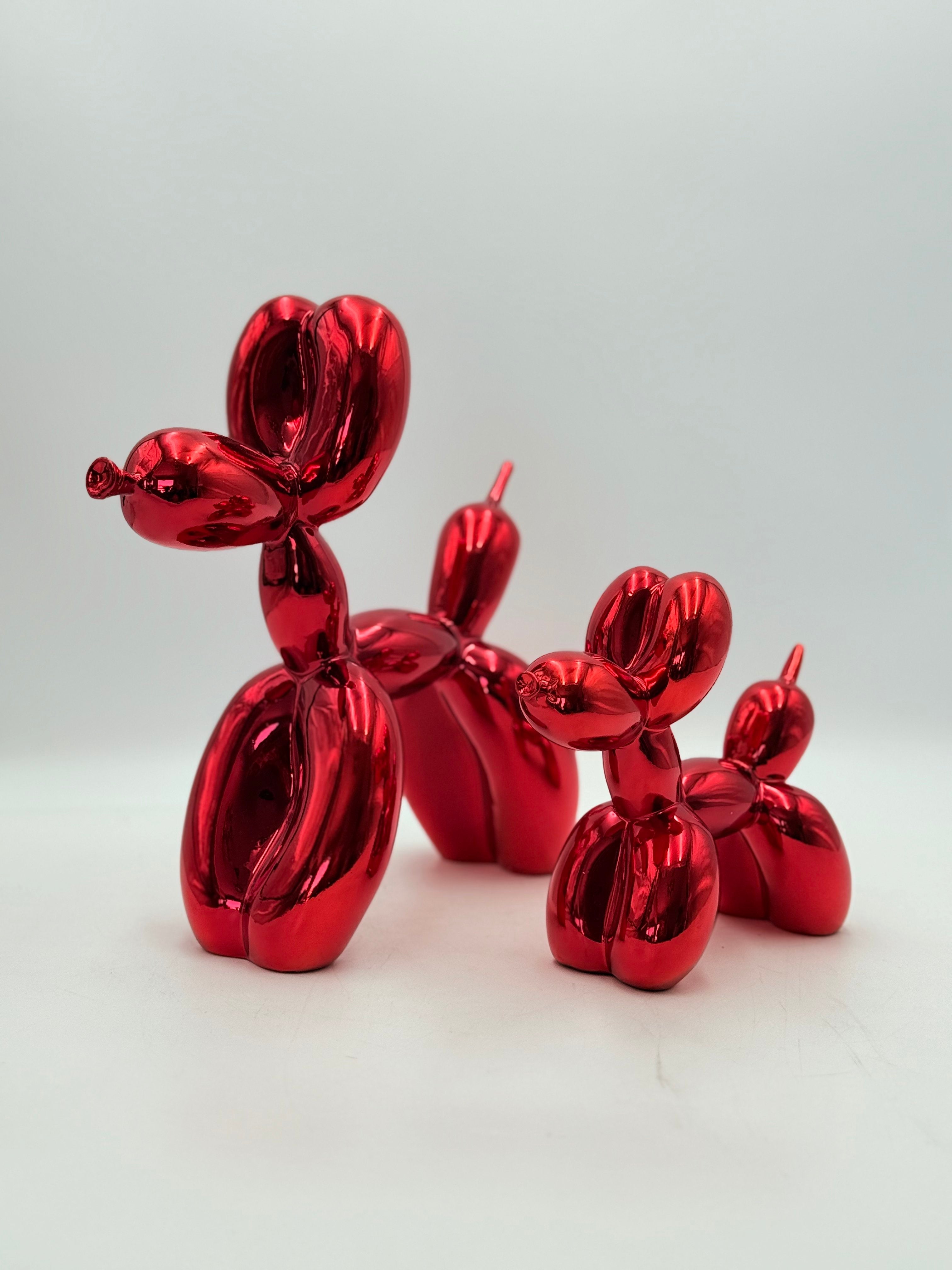 Balloon Dog Sculpture Set | Red Chrome Edition