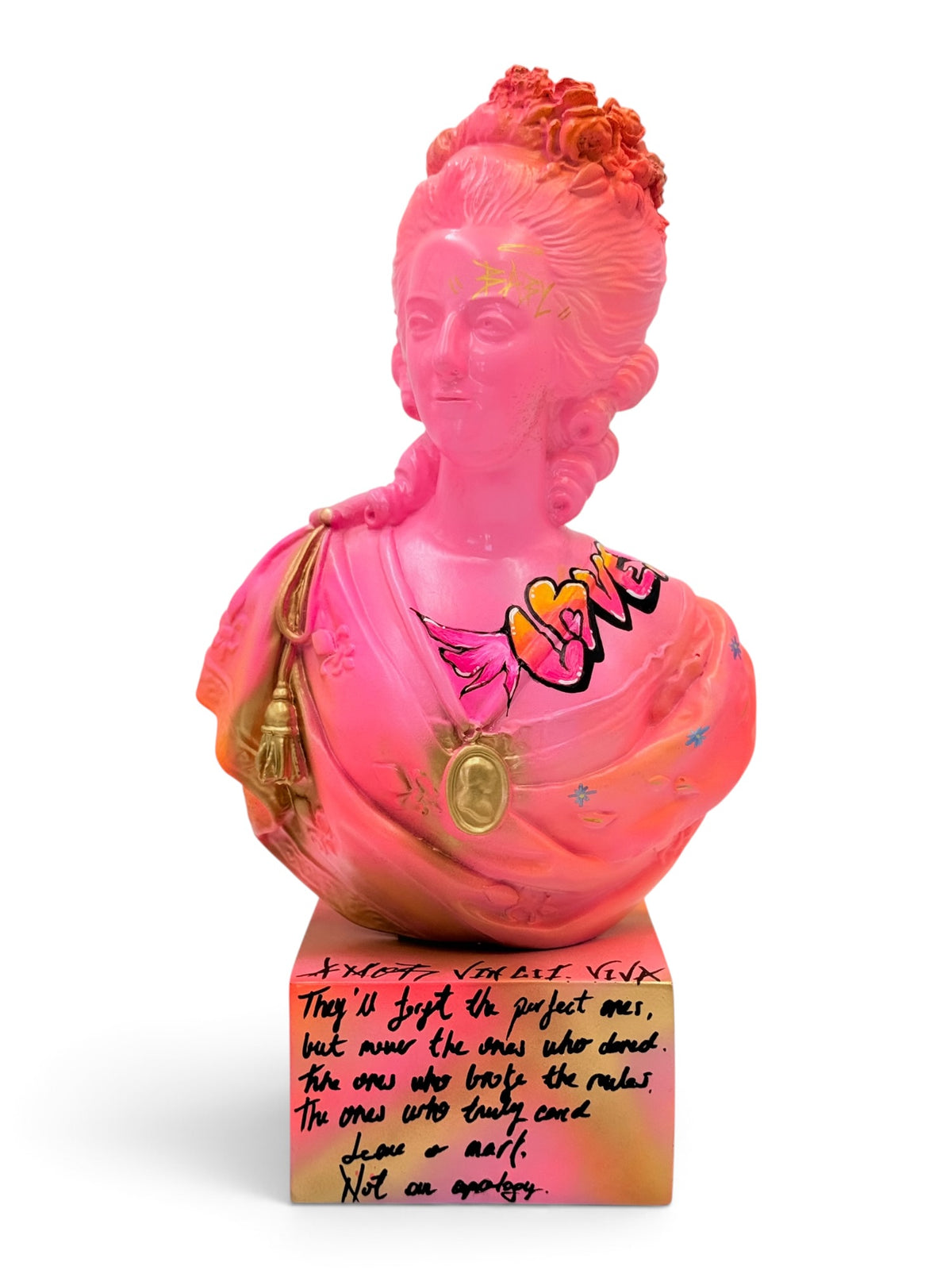 Marie Antoinette Sculpture | Pink Graffiti Pop Art Bust