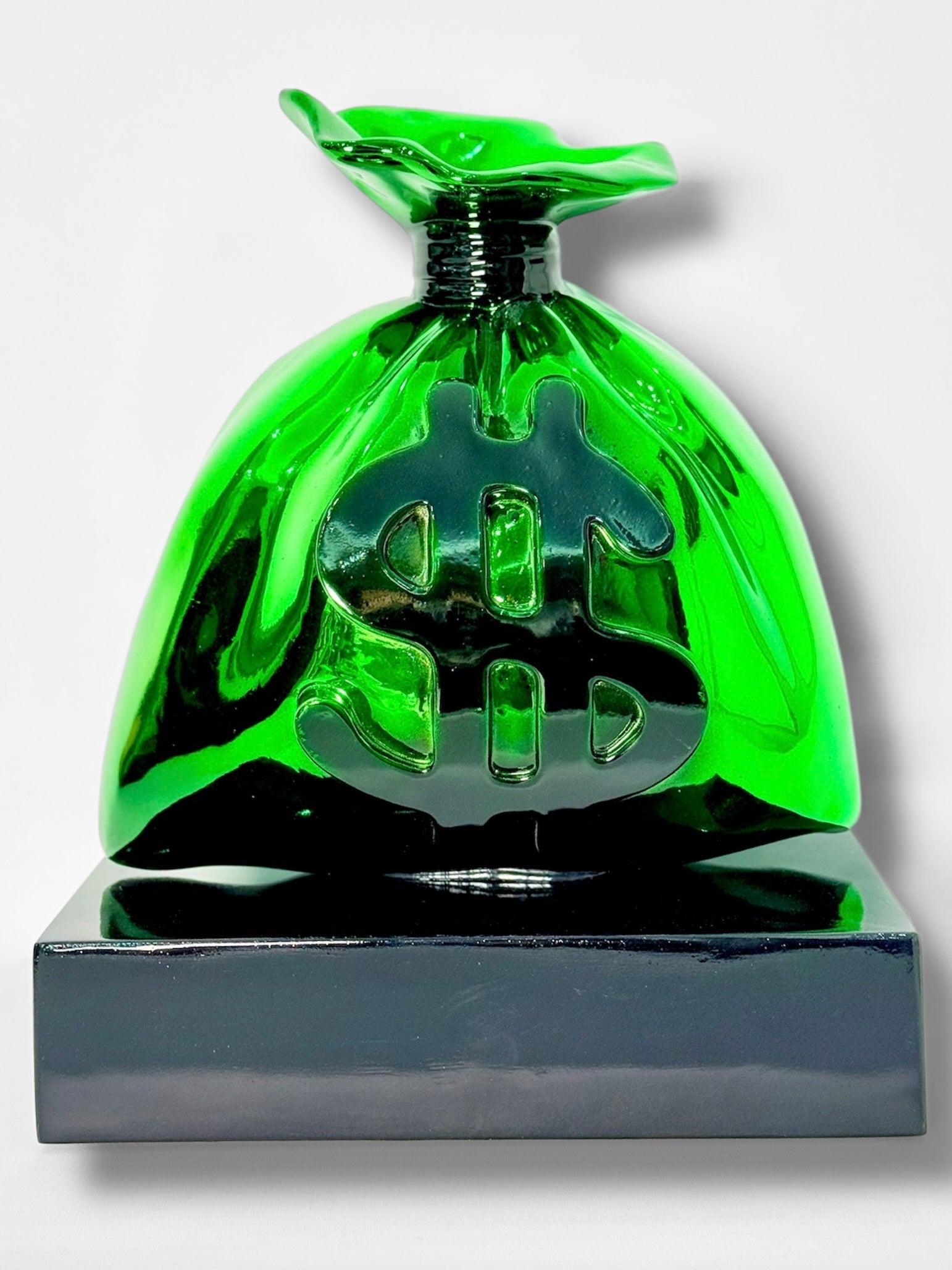 Green Money Bag Sculpture | Alec Monopoly Inspired Limited Edition Art