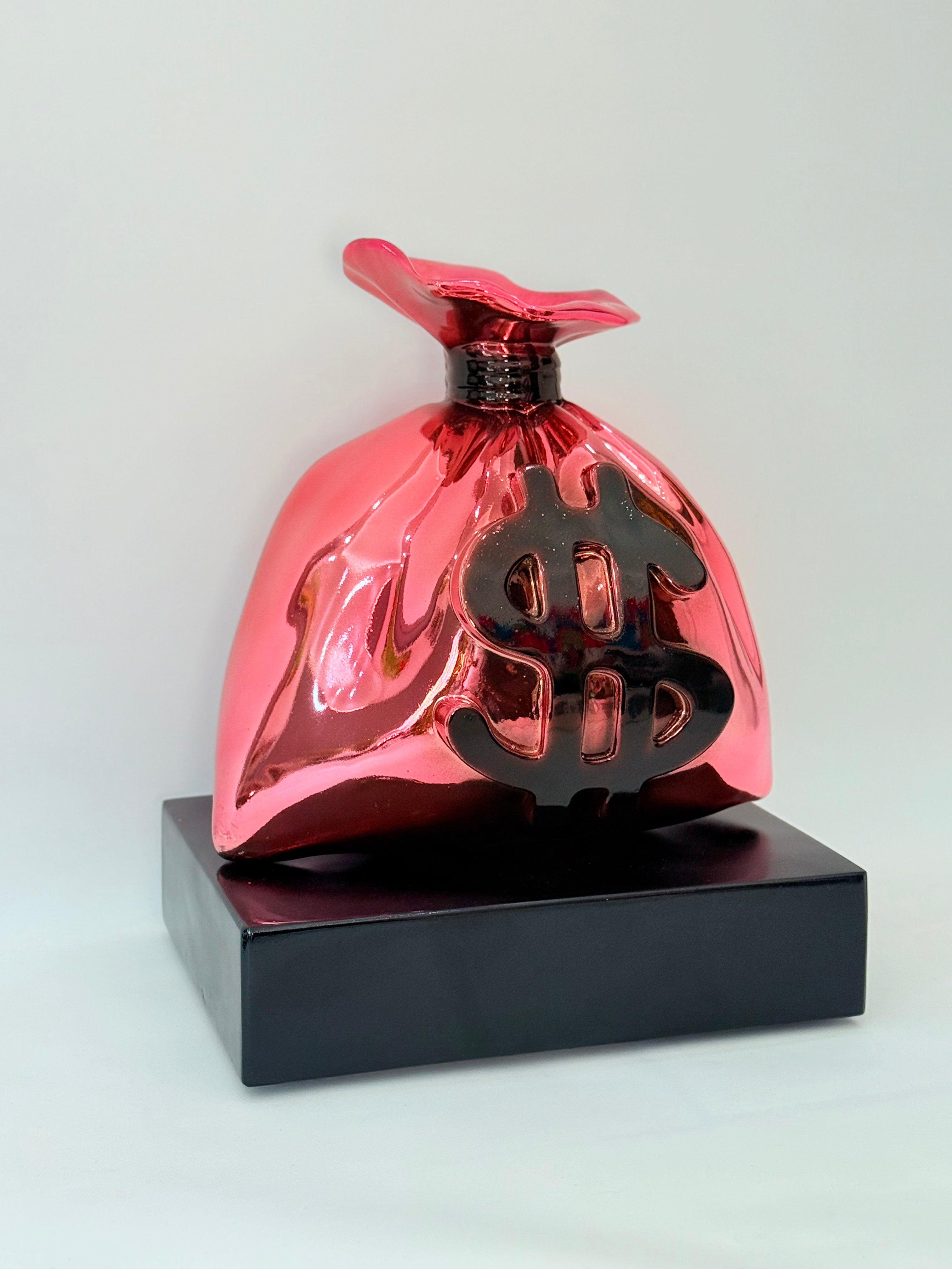 Pink Money Bag Sculpture | Alec Monopoly Inspired Limited Edition Art